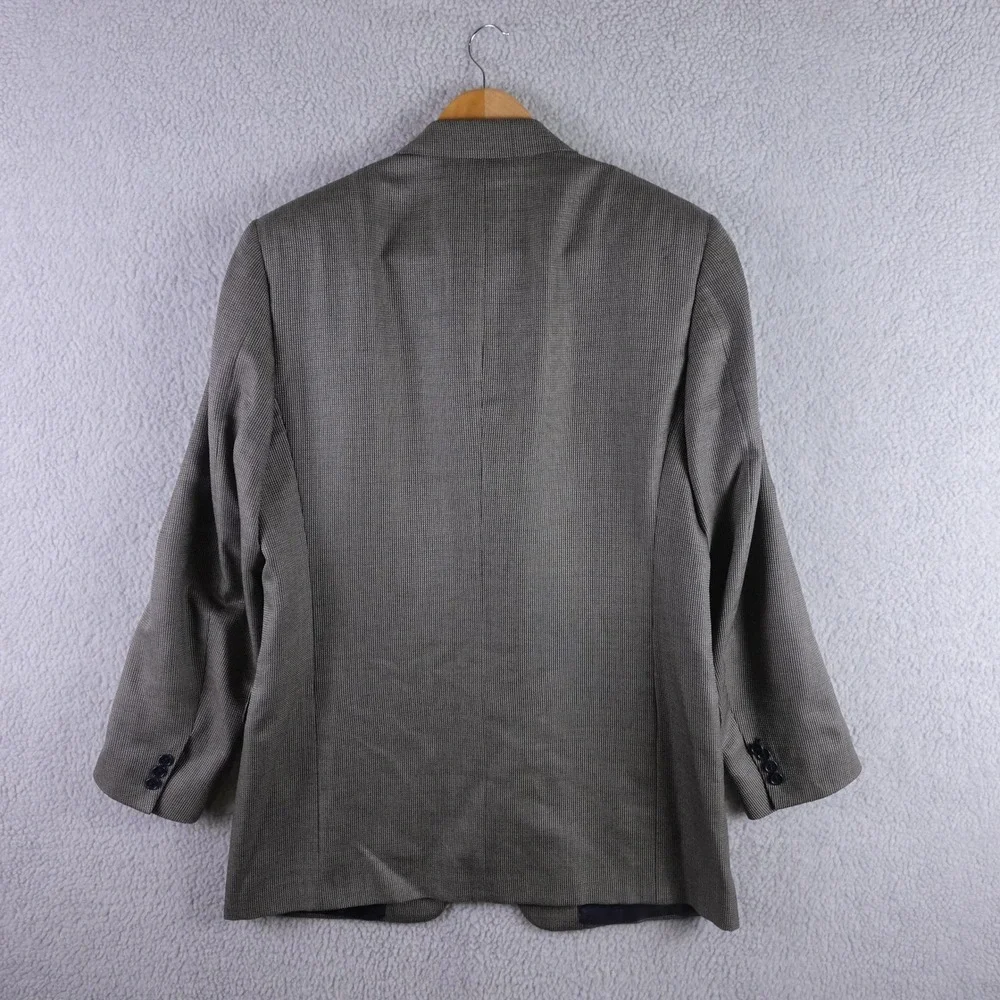 Canali Mens Silk Wool Blazer Grey Blue Check Made In Italy Size 54L Soft Carrer